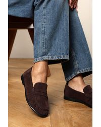 Where's That From - Wheres Charleigh Ruched Detail Flat Penny Loafers - Lyst