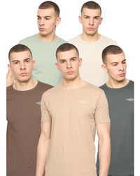 Crosshatch - Basicnatural T-Shirt (Pack Of 5) (Off/Stone//Sage/Dark) Cotton - Lyst