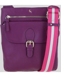 Ashwood Leather - Flat Crossbody Bag With Contrast Strap - Lyst