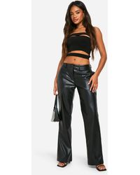 Boohoo - Low Rise Pu Straight Leg Trouser - Lyst