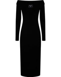 Balmain - Ls Double Collar Knit Zipped Midi Dress - Lyst