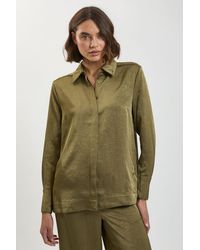 Karen Millen - Petite Hammered Satin Relaxed Woven Shirt - Lyst