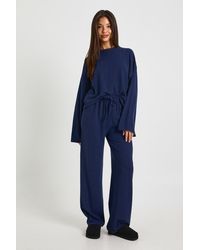 Boohoo - Crinkle Oversized Long Sleeve Top And Wide Leg Trouser Co-Ord Set - Lyst