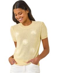 Roman - Daisy Sequin Embroidered Knit Top - Lyst