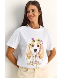 Bianco Lucci - Sequin Printed Crew Neck T-Shirt - Lyst