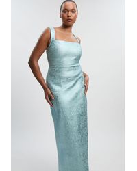 Karen Millen - Plus Size Foil Metallic Figure Form Strappy Knit Maxi Dress - Lyst