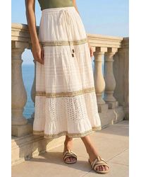Roman - Broderie Cotton Tiered Maxi Skirt - Lyst