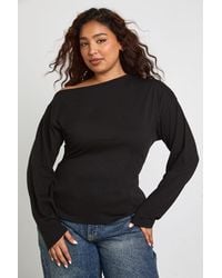 Boohoo - Plus Off The Shoulder Ruched Split Hem Top - Lyst