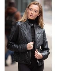 Brampton London - 'Essen' Real Leather Biker Jacket - Lyst
