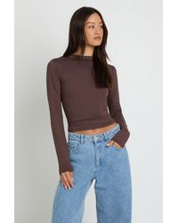 Boohoo - Tall Second Skin Crew Neck Long Sleeve Top - Lyst