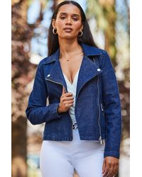 Sosandar - Dark Denim Biker Jacket - Lyst