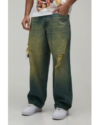 BoohooMAN - Adjustable Waist Tinted Ripped Super Baggy Jeans - Lyst