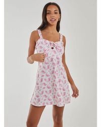 Pink Vanilla - Vanilla Tie Front Frill Detail Skater Dress - Lyst