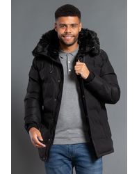 Nines - Longline Hooded Padded Jacket With Faux Fur Hood - Lyst