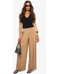 Boohoo - Woven Pleated Wide Leg Trousers - Lyst
