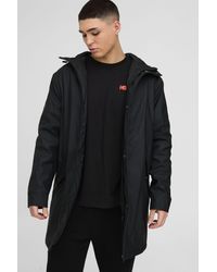 BoohooMAN - Regular Fit Longline Shower Resistant Raincoat Jacket - Lyst