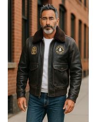 Infinity Leather - Bomber Sheepskin Collar G-1 Aviator Jacket - Lyst