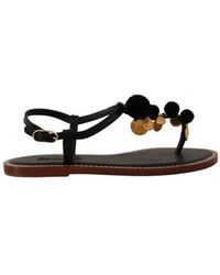 Dolce & Gabbana - Leather Coins Flip Flops Sandals Shoes - Lyst