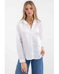 Bigdart - Satin Long Sleeve Button Up Shirt - Lyst