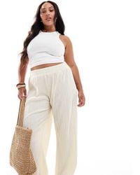 ONLY - Plisse Wide Leg Trousers - Lyst