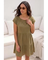 Roman - Cotton Trim Detail Mini Dress - Lyst