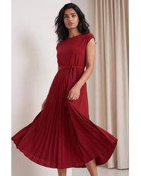 Roman - Pleated Tie Waist Dress - Lyst