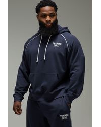 BoohooMAN - Training Dept Oversized Boxy Piping Hoodie - Lyst