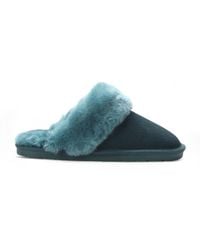 Infinity Leather - Genuine Sheepskin Suede Mule Winter Slippers - Lyst