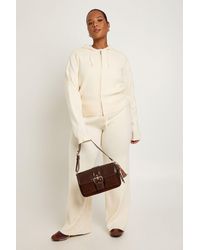 Boohoo - Plus Super Soft Rib Knitted Zip Through Hoody And Trouser Co-Ord - Lyst