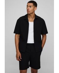 BoohooMAN - Oversized Boxy Technical Stretch Shirt & Comfort Short Set - Lyst