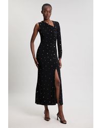 Karen Millen - Premium Slinky Crepe Embellished Cut Out Maxi Dress - Lyst