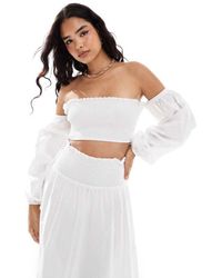 ASOS - Shirred Off Shoulder Co-Ord Top - Lyst