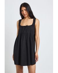 Boohoo - Tall Tie Front Detail Mini Smock Dress - Lyst