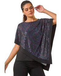 Roman - Sequin Overlay Stretch Tunic Top - Lyst