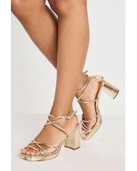 Boohoo - Wide Fit Cross Over Strappy Platform Heels - Lyst
