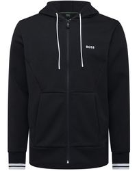 BOSS - Zone Stripe Detail Zip Up Hoodie - Lyst