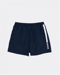 BOSS - Dolphin Nos Quick-drying Swim Shorts With Stripe And Logo - Lyst