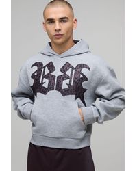 BoohooMAN - Oversized Shrunken Boxy Leopard Print Applique Hoodie - Lyst