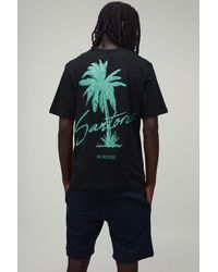 BoohooMAN - Regular Fit Palm Print T-Shirt & Short Set - Lyst