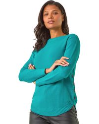 Roman - Textured Curved Hem Jumper - Lyst