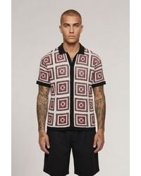 BoohooMAN - Relaxed Crochet Patch Tapestry Knitted Shirt - Lyst