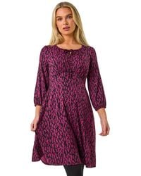 Roman - Petite Abstract Tie Front Stretch Jersey - Lyst