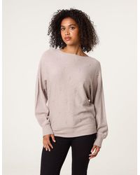 Blue Vanilla - Pearl Flower Detailed Soft Touch Jumper - Lyst