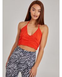 Pink Vanilla - Halterneck Cross Over Mesh Bralette - Lyst