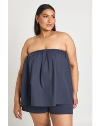 Boohoo - Plus Poplin Bandeau Smock Top & Flippy Short - Lyst