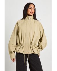 Boohoo - Cinched Waist Funnel Neck Jacket - Lyst