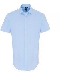 PREMIER - Stretch Fit Poplin Short Sleeve Shirt (Pale) - Lyst