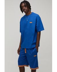 BoohooMAN - Star Applique Oversized T-Shirt & Basketball Short Set - Lyst