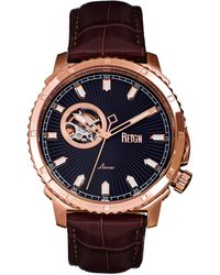 Reign - Bauer Automatic Semi-Skeletonleather-Band Watch - Lyst