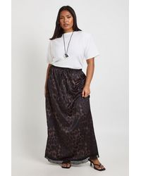 Boohoo - Plus Woven Leopard Lace Maxi Skirt - Lyst